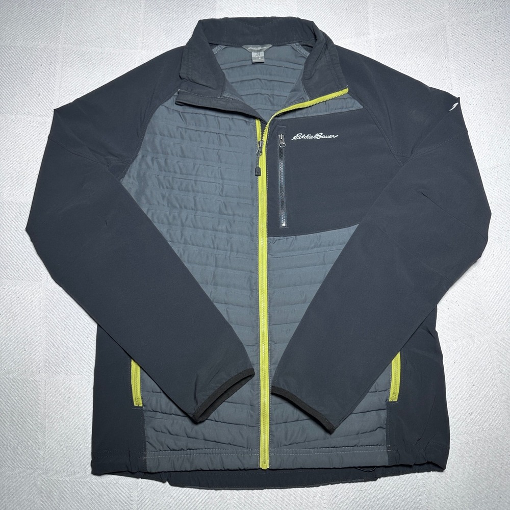 Eddie Bauer Motion Hybrid Jacket Mens Medium Goose Down Insulated Stretch Gray